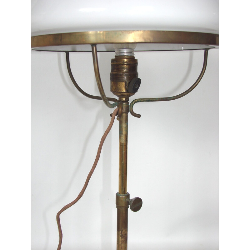 Lampe de bureau vintage réglable en laiton et verre, 1930
