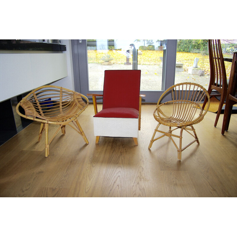 Vintage wicker children's chair, 1950s