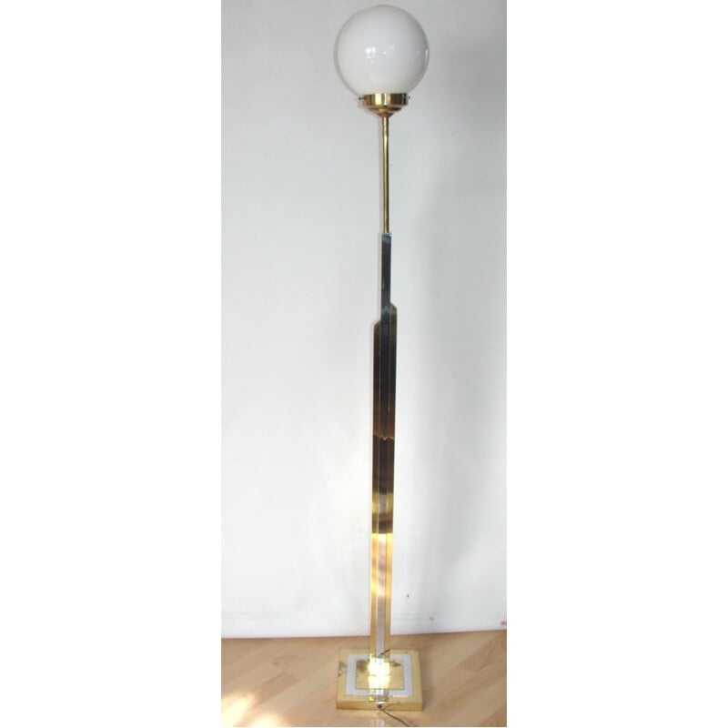 Vintage brass and steel floor lamp, 1970s