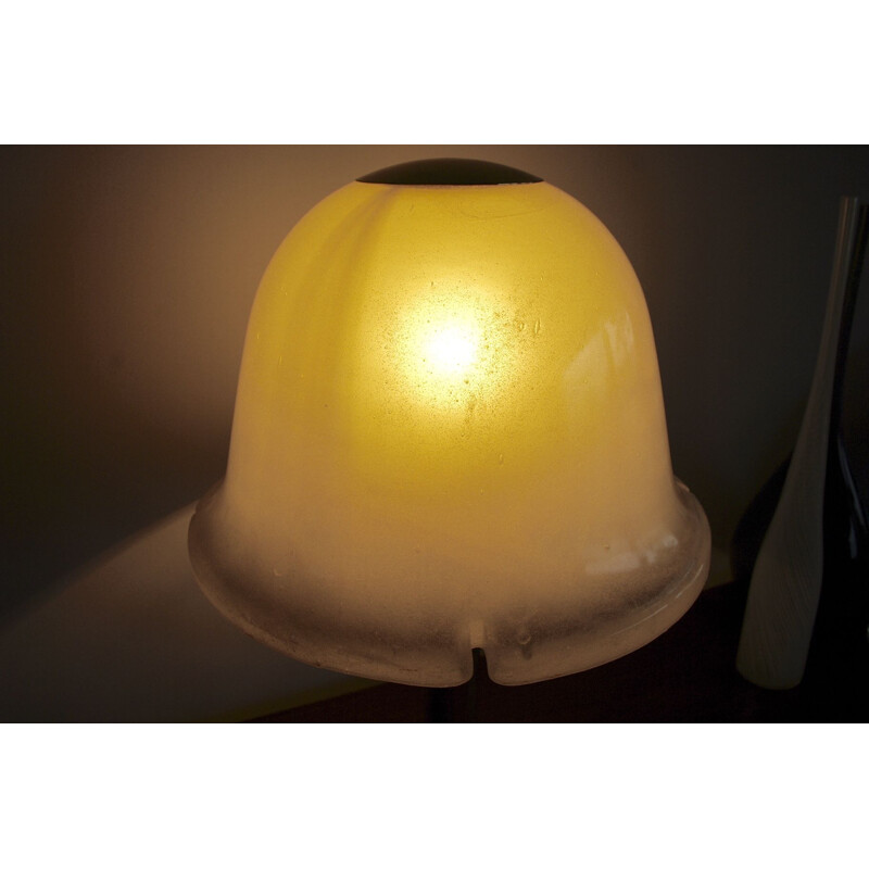 Vintage glass and brass table lamp by Limburg, Germany 1970