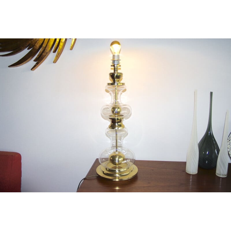 Vintage brass and glass lamp by Doria Leuchten, 1970s