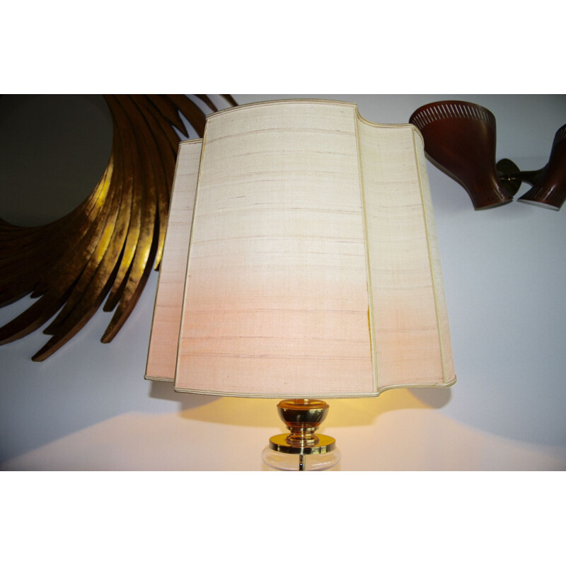 Lampe vintage en laiton et verre par Doria Leuchten, 1970