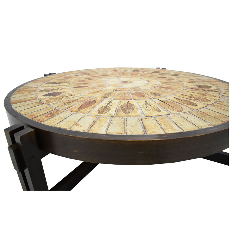 Vintage round coffee table by Roger Capron, 1970s