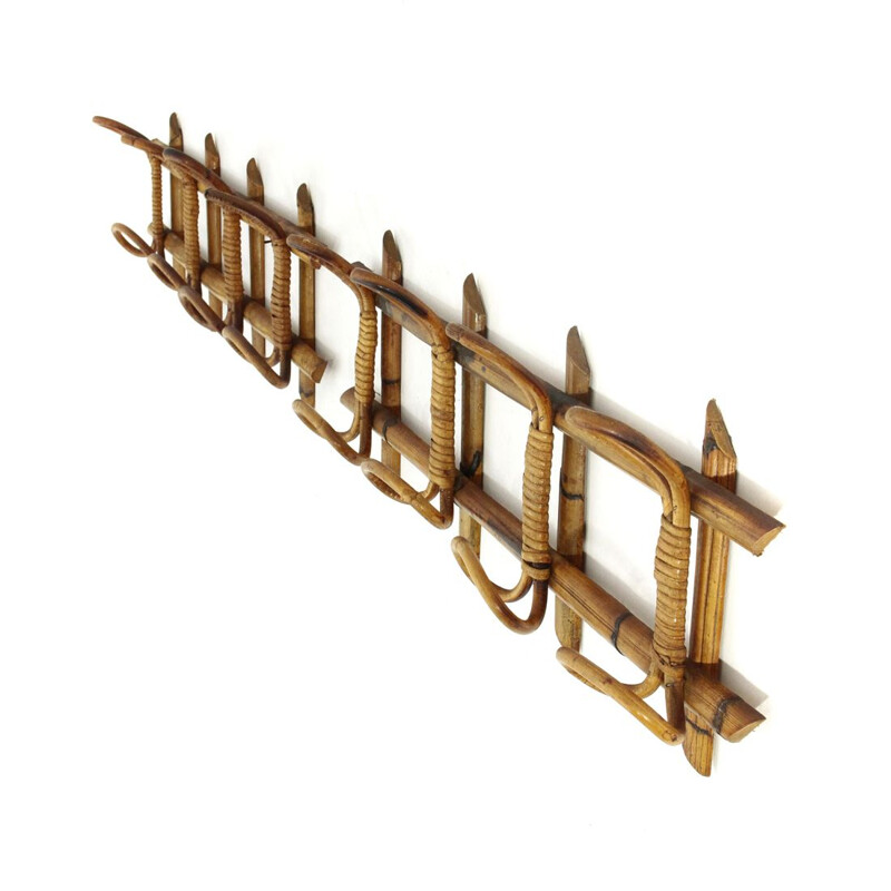 Set of 2 vintage wicker coat racks, 1950s