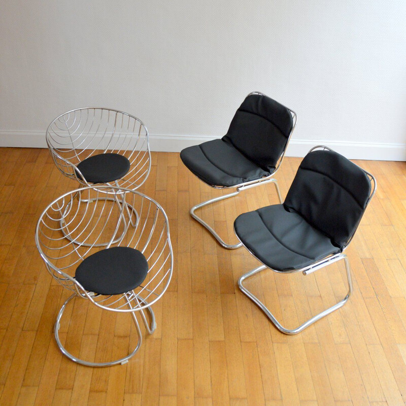 Ensemble de 4 chaises vintage par Gastone Rinaldi, 1970