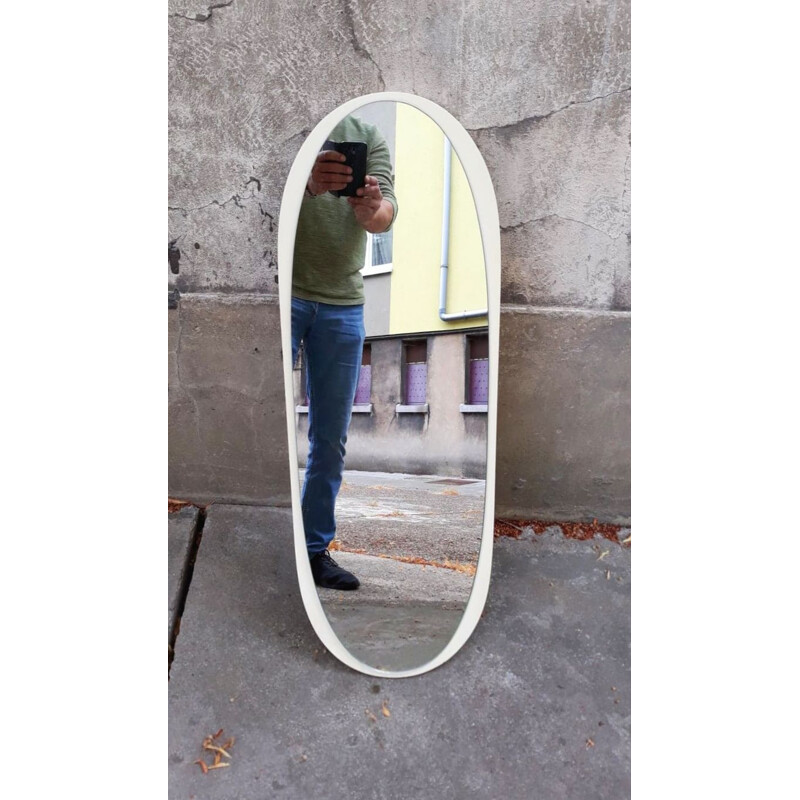 Vintage wooden oval mirror, 1960s