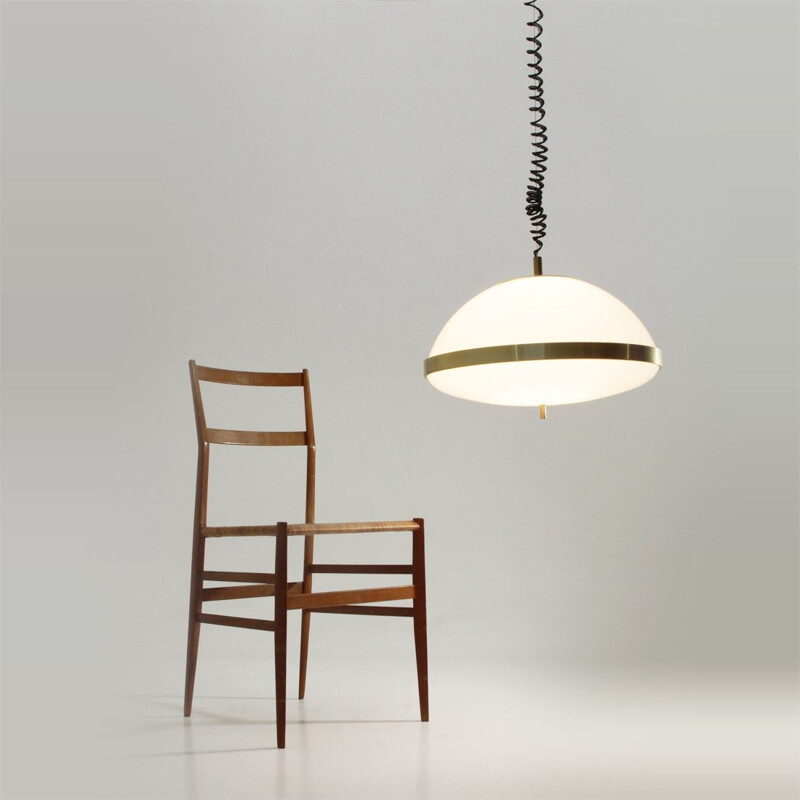 Lampada a sospensione italiana d'epoca in ottone, 1970