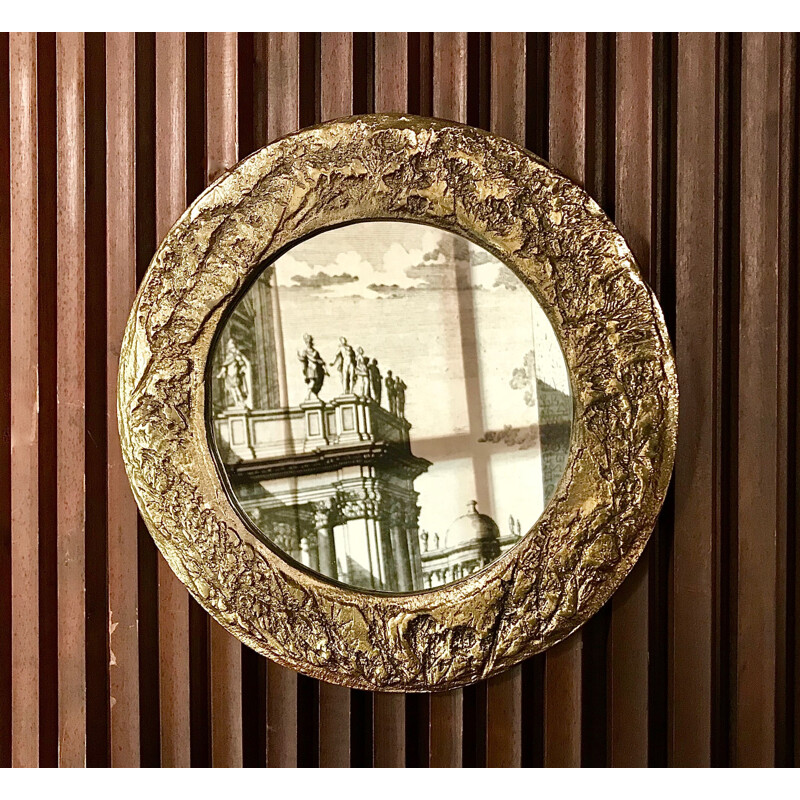 Brass italian vintage wall mirror, 1960s