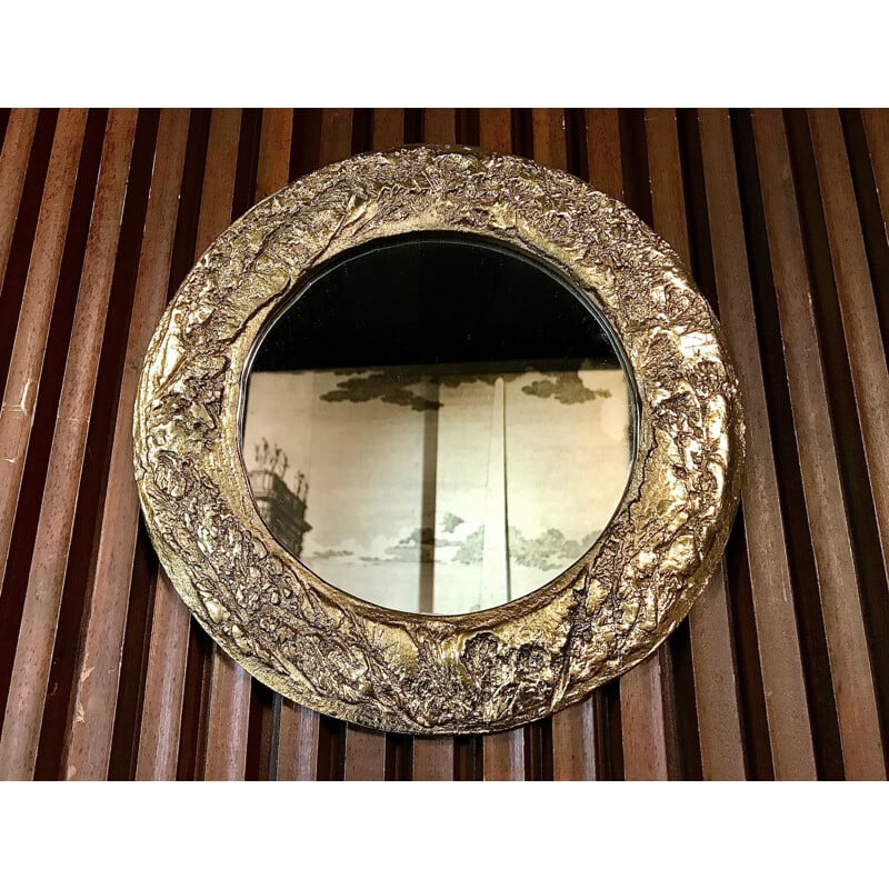Brass italian vintage wall mirror, 1960s
