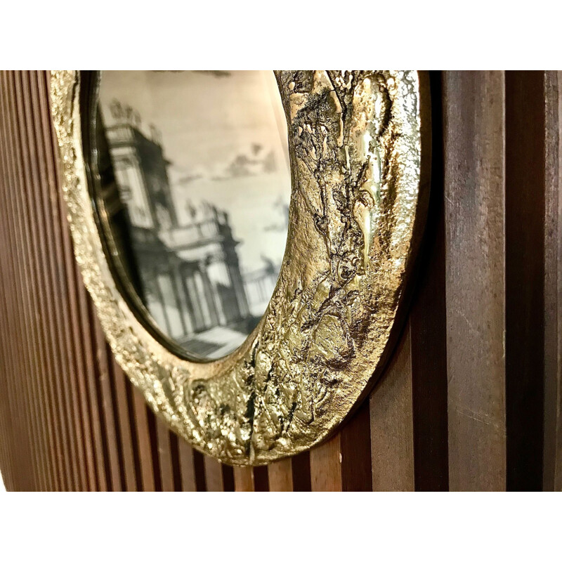 Miroir mural vintage italien en laiton, 1960