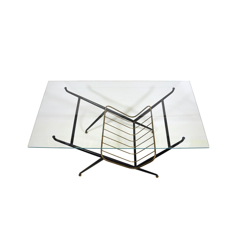 Italian vintage coffee table with magazine-rack, 1950s