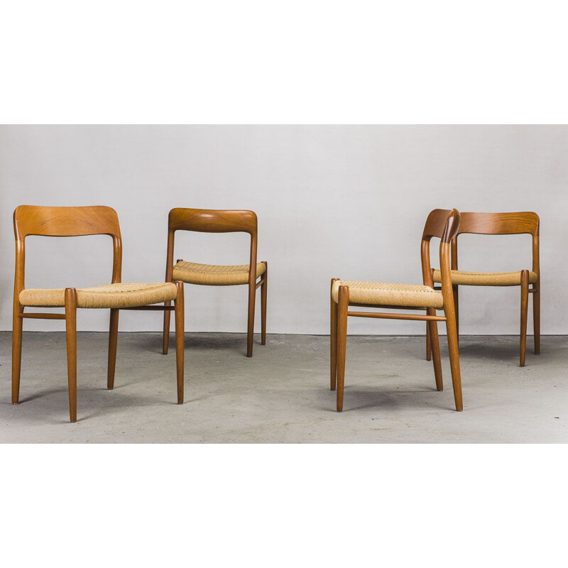 Set of 4 teak scandinavian vintage chairs by Niels Otto Møller for J.L. Møllers, 1960s