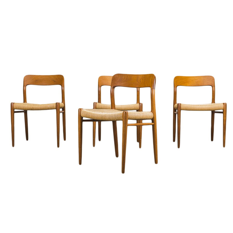 Set of 4 teak scandinavian vintage chairs by Niels Otto Møller for J.L. Møllers, 1960s