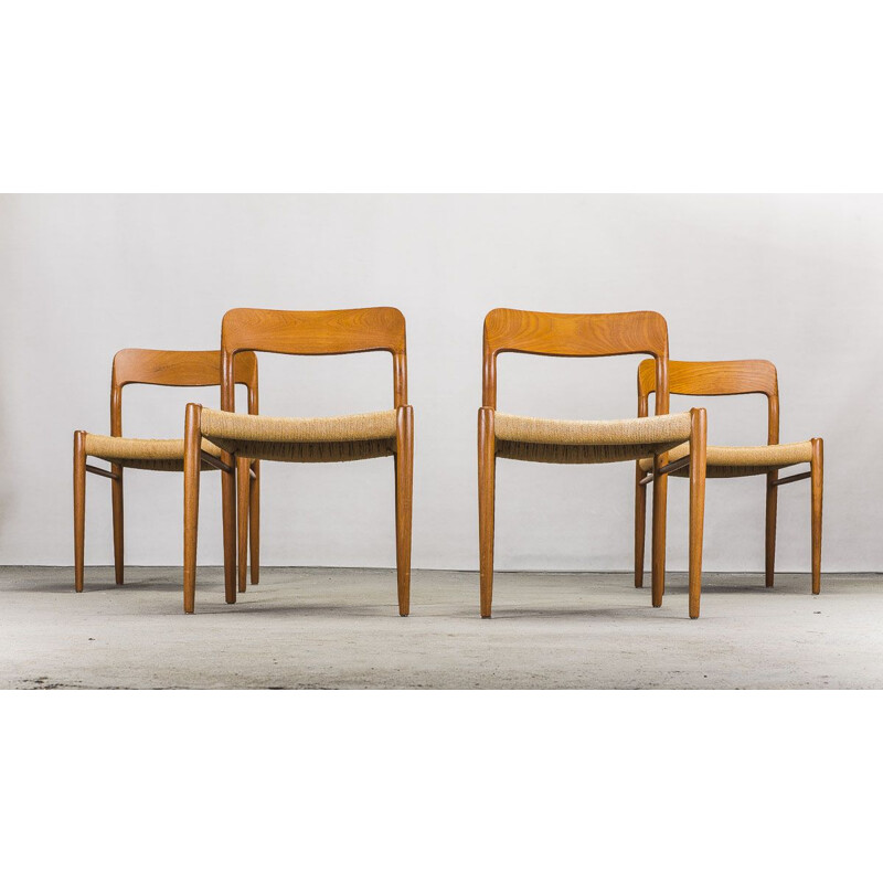 Set of 4 teak scandinavian vintage chairs by Niels Otto Møller for J.L. Møllers, 1960s