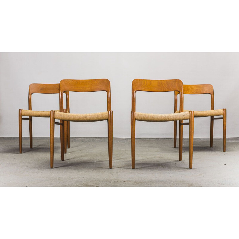 Set of 4 teak scandinavian vintage chairs by Niels Otto Møller for J.L. Møllers, 1960s