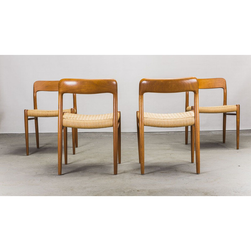 Set of 4 teak scandinavian vintage chairs by Niels Otto Møller for J.L. Møllers, 1960s