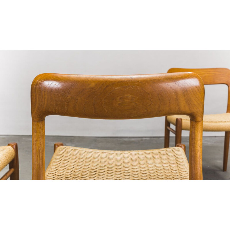 Set of 4 teak scandinavian vintage chairs by Niels Otto Møller for J.L. Møllers, 1960s