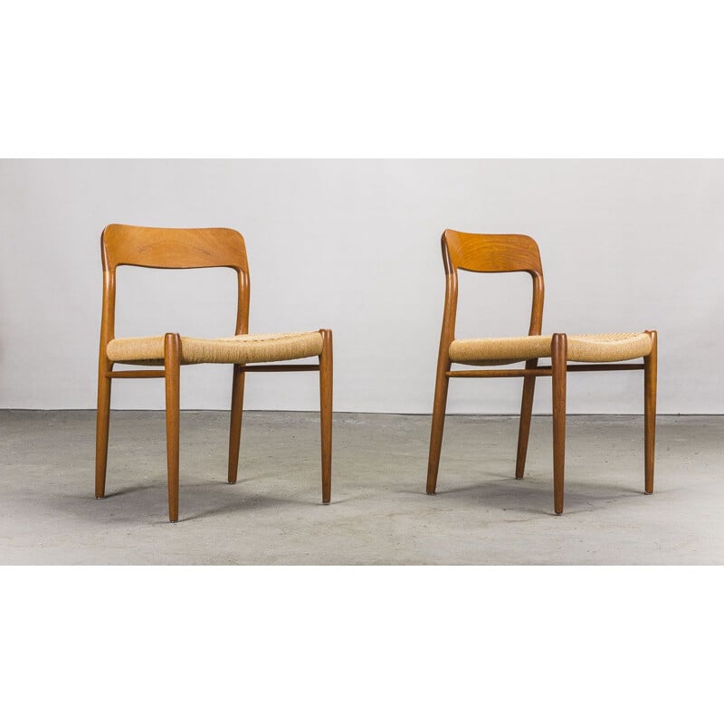 Set of 4 teak scandinavian vintage chairs by Niels Otto Møller for J.L. Møllers, 1960s