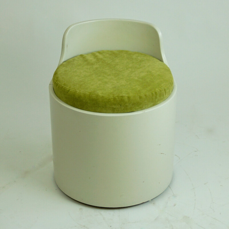 Italien white lacquered vintage stool, 1960s