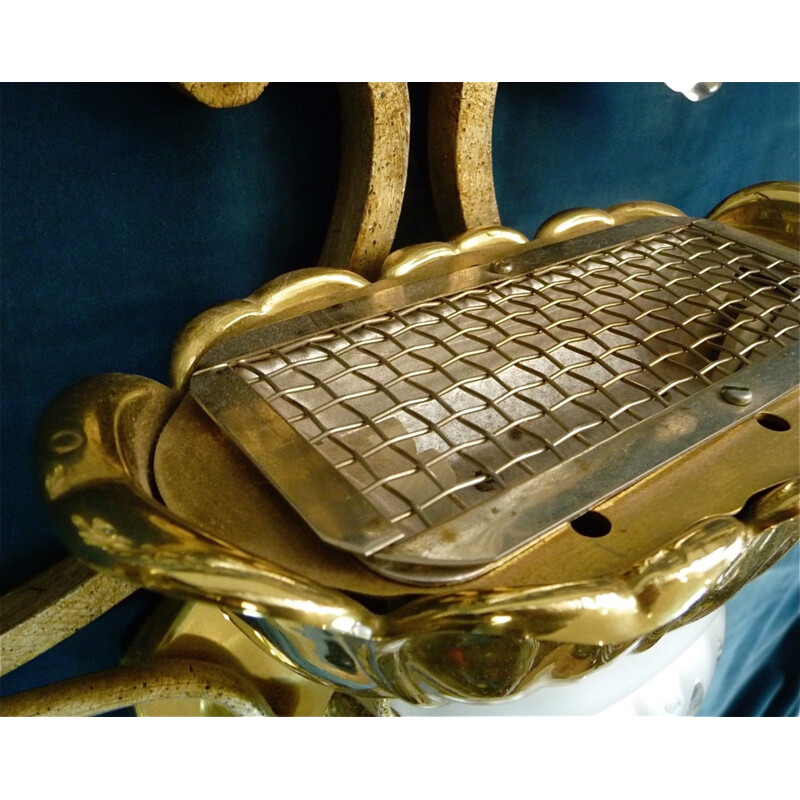 Pareja de apliques italianos vintage en metal dorado y cristal de Banci Firenze, 1960