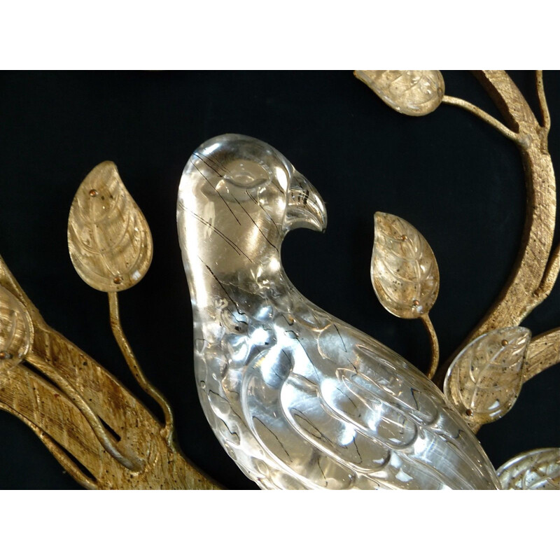 Pareja de apliques italianos vintage en metal dorado y cristal de Banci Firenze, 1960