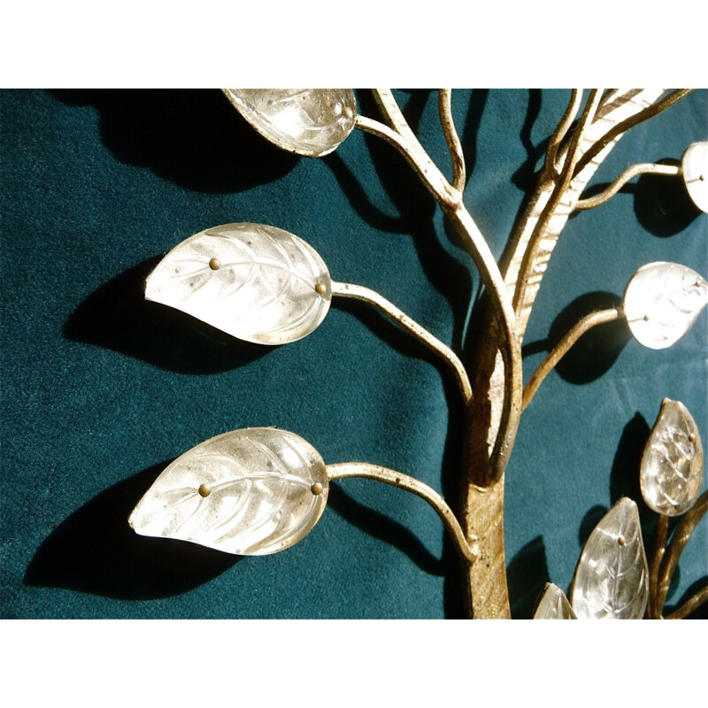 Par de arandelas italianas vintage em metal dourado e vidro por Banci Firenze, 1960