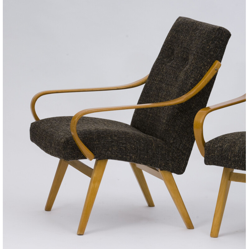 Pair of black vintage TON chairs, 1960s