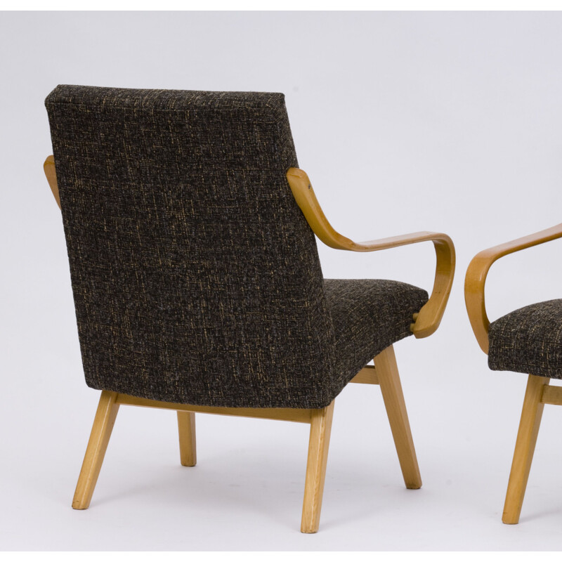 Paire de fauteuils TON vintage noirs, 1960