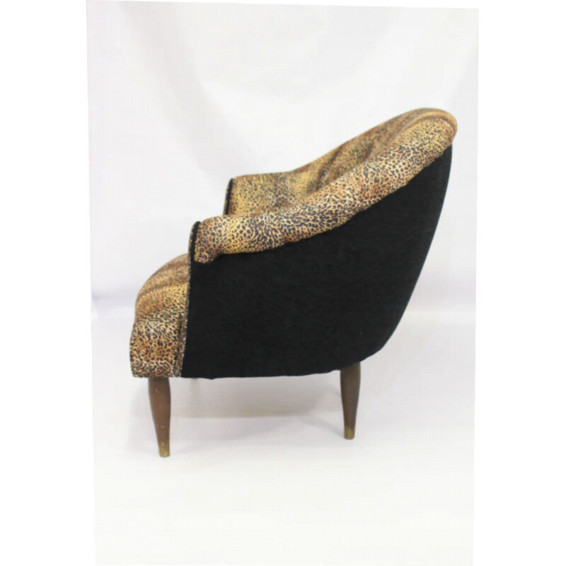 Vintage leopard fabric armchair, 1940s