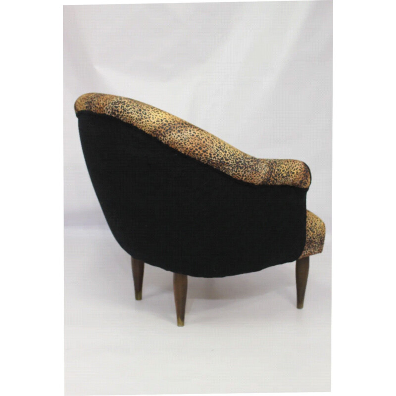 Vintage leopard fabric armchair, 1940s