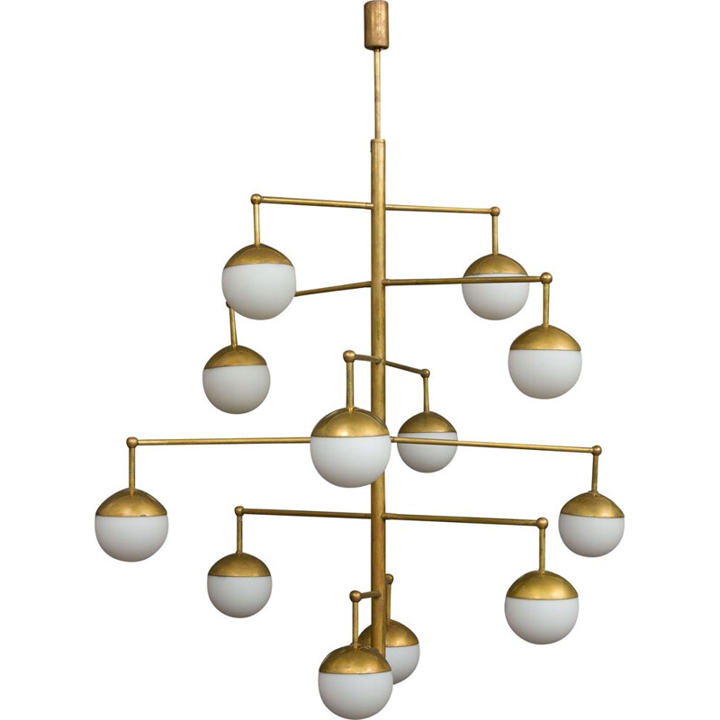 Vintage brass chandelier, Italy, 1970s