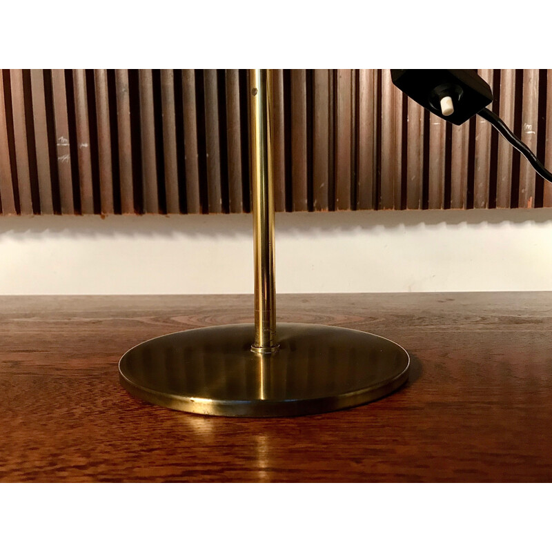 Brass and tussah silk vintage table lamp from Hustadt Leuchten, 1960s