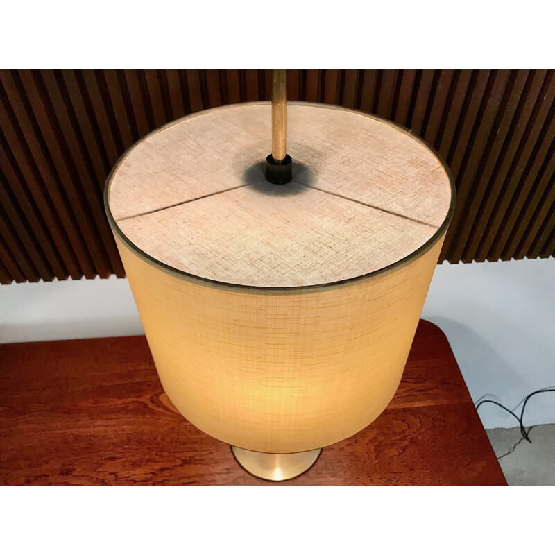 Brass and tussah silk vintage table lamp from Hustadt Leuchten, 1960s