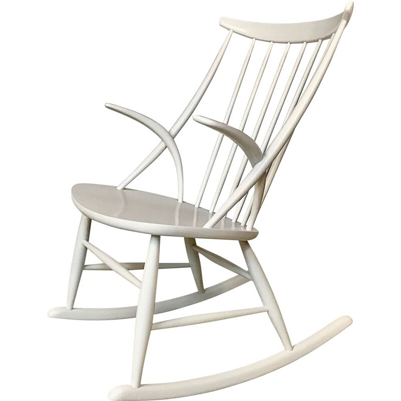 Cadeira de balanço Vintage Gyngestol n3 por Illum Wikkels® para Niels Eilersen, 1950