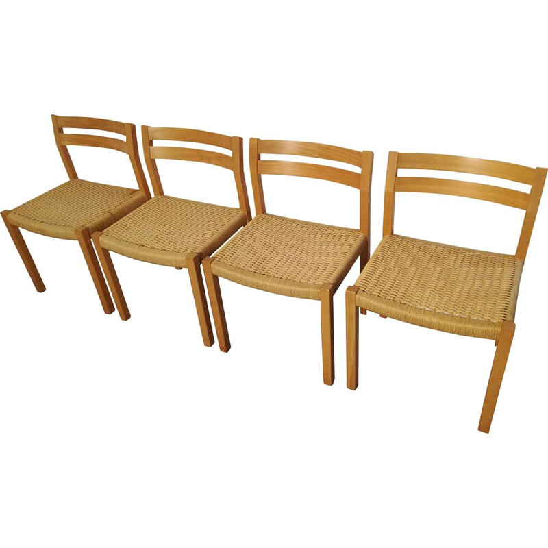 Set of 4 vintage chairs by Jorgen Henrik Moller, 1970s