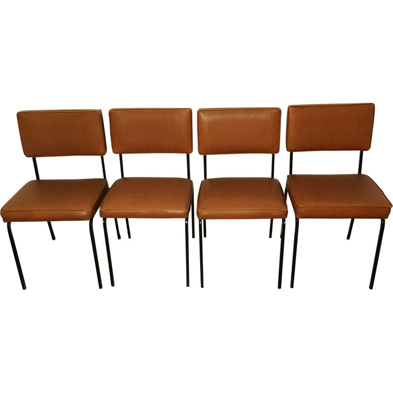 Set of 4 vintage chairs by Cubacier, 1950s