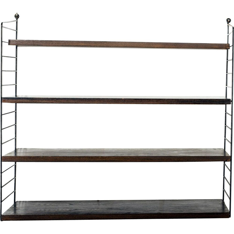 Oak vintage modular wall shelf by Nisse Strinning for String, 1950s