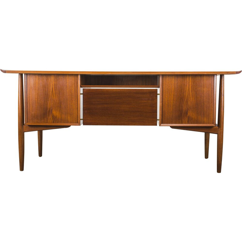 Teak vintage desk by Arne Vodder for H.P. Hansen, 1950s