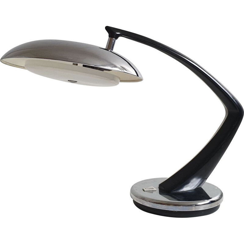 Vintage black and chrome table lamp by Fase, 1960