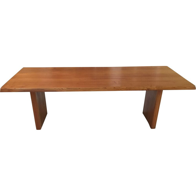 Vintage table T.14.D in elm by Pierre Chapo, 1970s