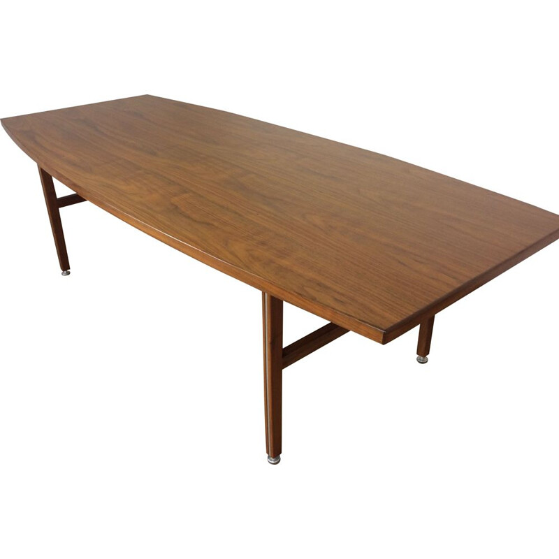 Mesa de comedor vintage de nogal con patas regulables, 1960