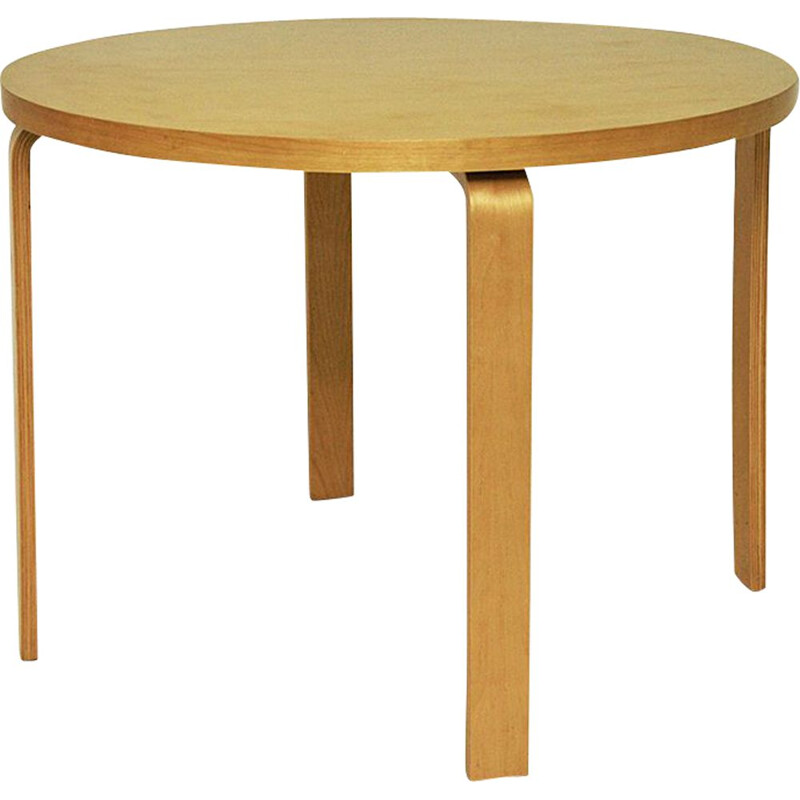 Vintage round wooden table by Alvaar Alto for Artek, 1935s