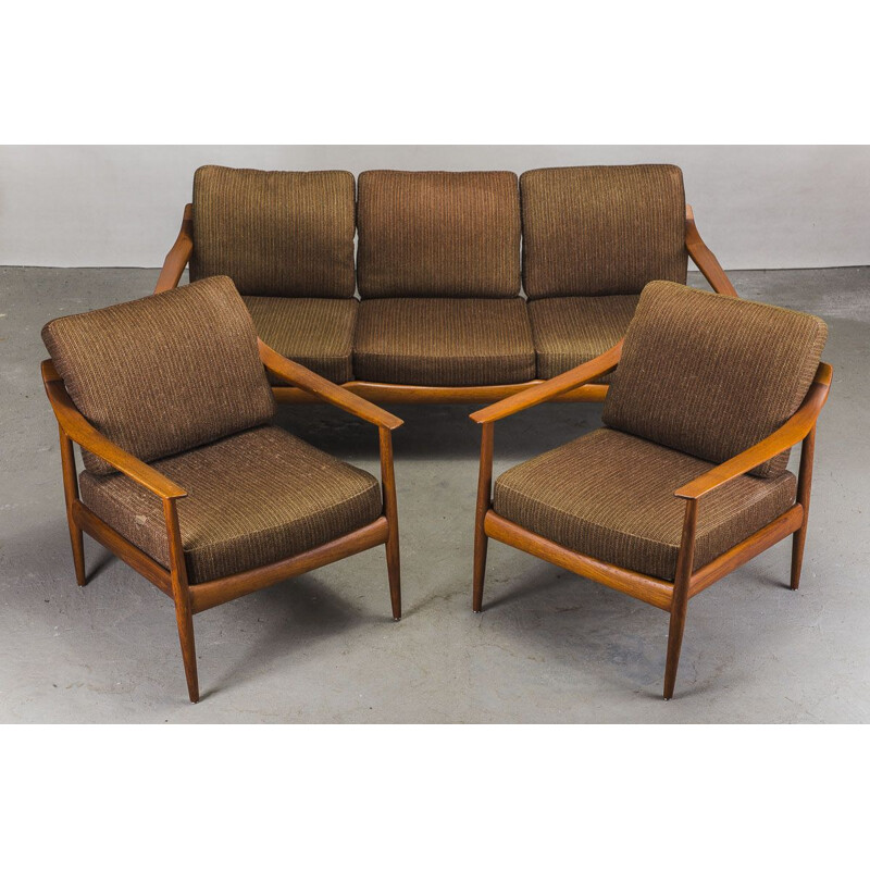 Ensemble de salon vintage en teck danois par Walter Knoll, 1960