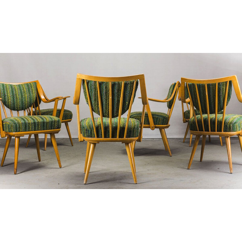 Set of 6 german beech vintage armchairs from Casala, 1950s