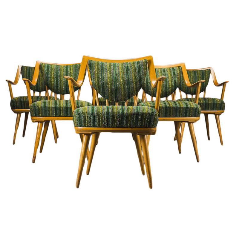 Set of 6 german beech vintage armchairs from Casala, 1950s