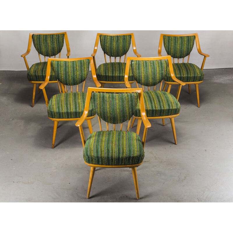 Set of 6 german beech vintage armchairs from Casala, 1950s