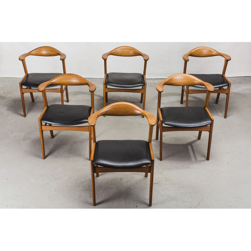 Ensemble de 6 fauteuils vintage en teck par Erik Kirkegaard pour Høng Stole Factory, 1960