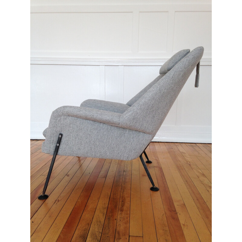 Heron armchair in metal and wool, Ernest RACE - 1950s