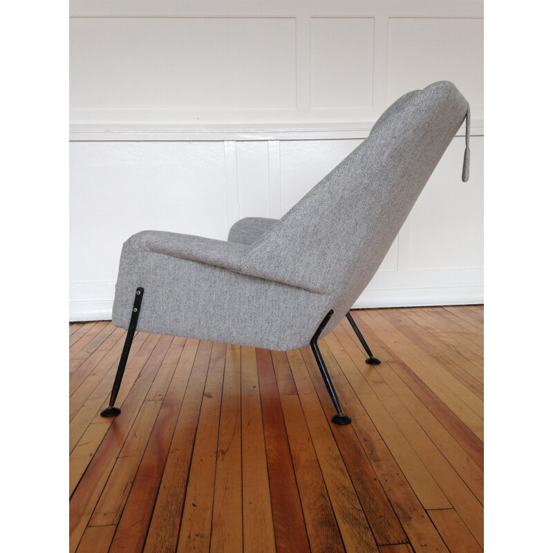 Heron armchair in metal and wool, Ernest RACE - 1950s