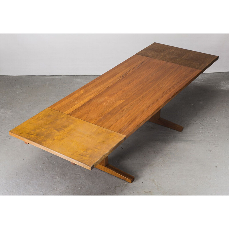 Table de salle à repas danoise en teck à rallonge vintage, 1960